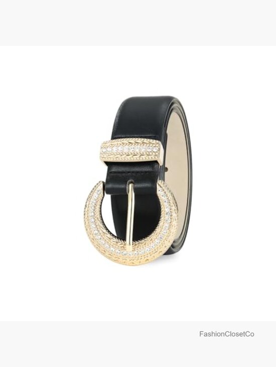 Faux Leather Belt with Rhinestone Buckle Casual Women\'s Waist Belt main image 4